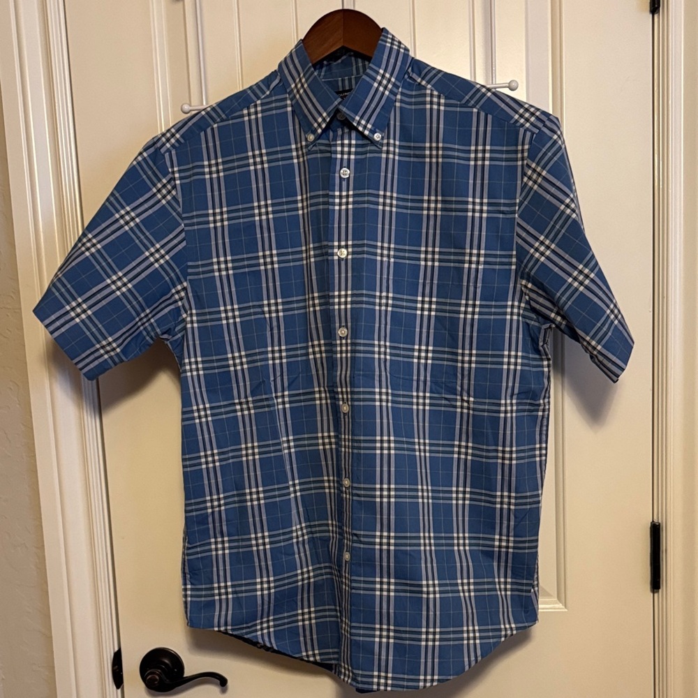 Roundtree & Yorke Navy and White Checkered Shirt
